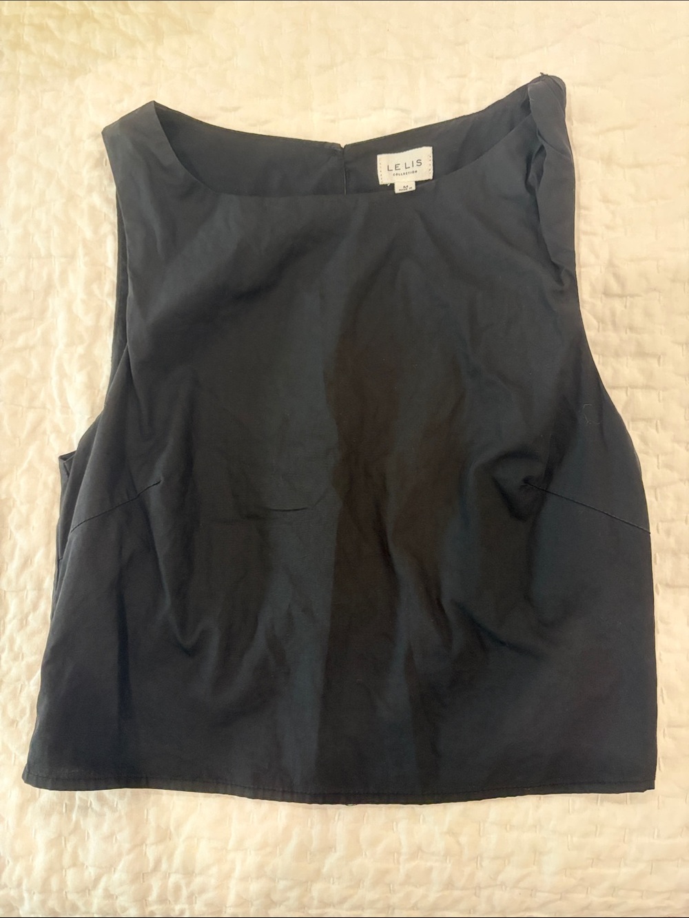 Le Lis New York Women's Black Sleeveless Cotton Shell Cropped Top